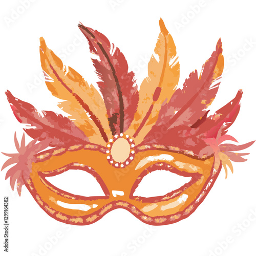 Colorful Feathered Carnival Mask Vector Illustration for Festive Celebrations and Parties