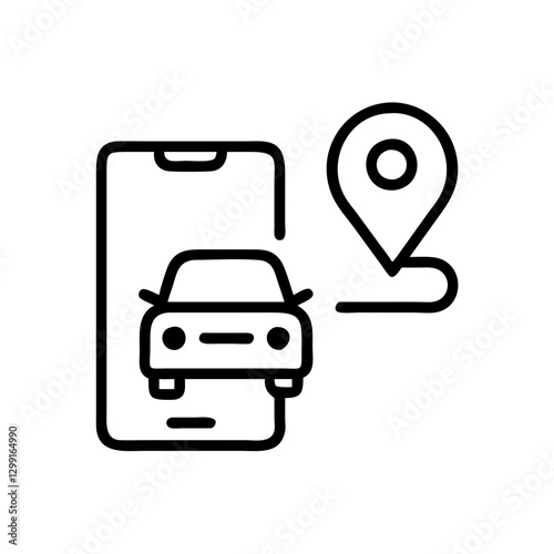 Ride-hailing app flat vector icon, smart mobility and car sharing