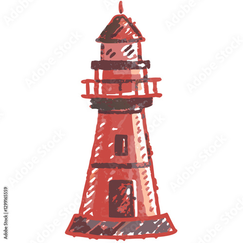 Red Lighthouse Vector Illustration for Nautical Maritime Design Projects