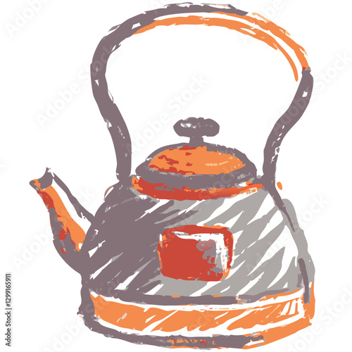 Vintage Teapot Illustration with Hand-Drawn Style for Kitchen Decor and Design