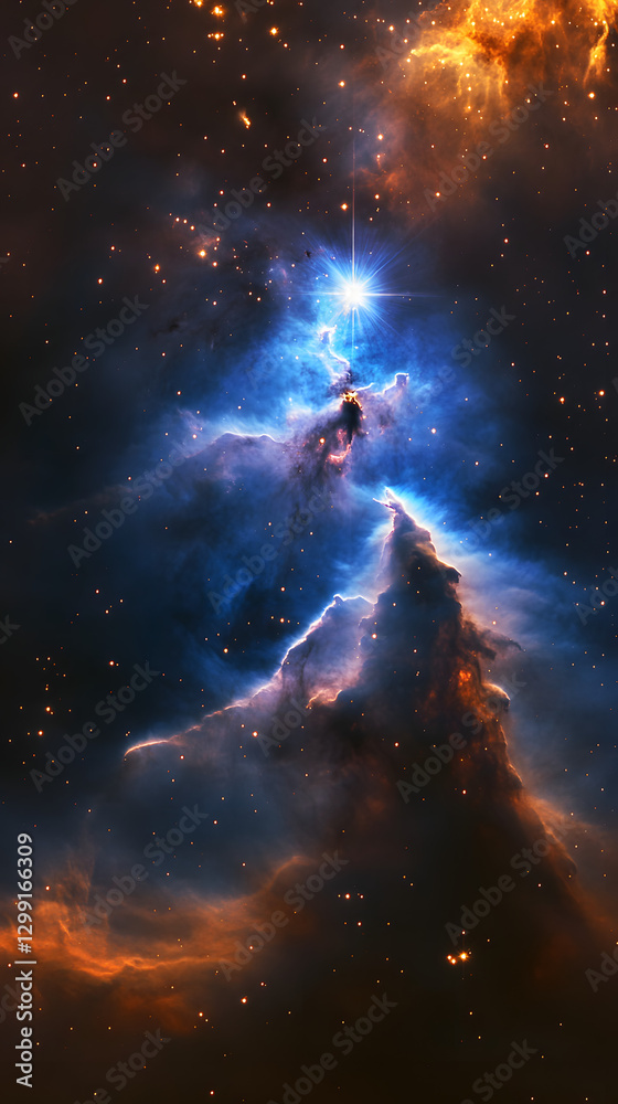 Fototapeta premium An amazing blue and purple galaxy with stars and nebulae 