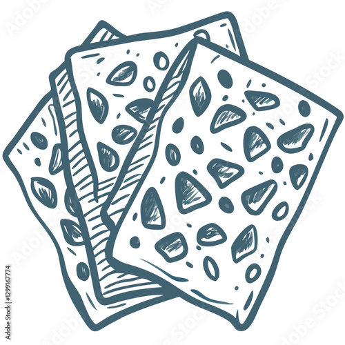 Vector Illustration of Crunchy Crackers with Geometric Patterns