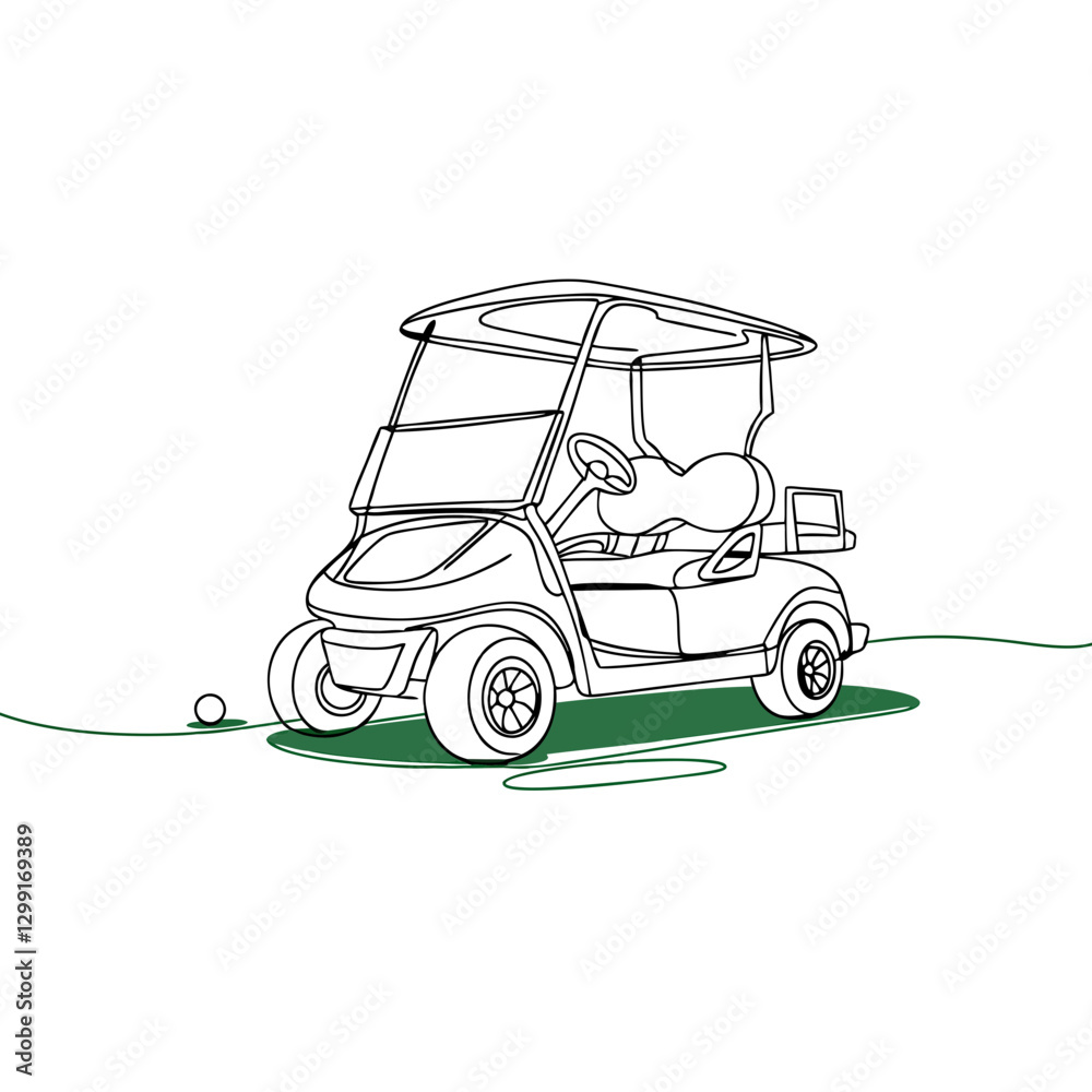 Obraz premium Vector Illustration of Golf Cart on Golf Course Perfect for Sports and Recreation Design