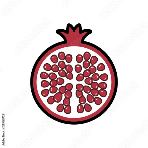 Vibrant Pomegranate Cross Section Illustration for Culinary and Health Design