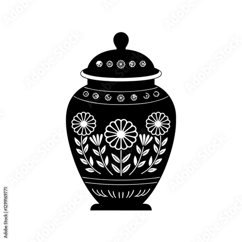 Elegant Floral Patterned Urn Vector Art Decoration Design