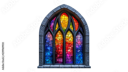 Rainbow Stained Glass Gothic Window Art Design