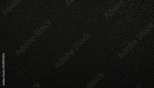 A black and white image features a textured, black background with a repeating pattern of small, evenly spaced dots, creating a minimalist, abstract design