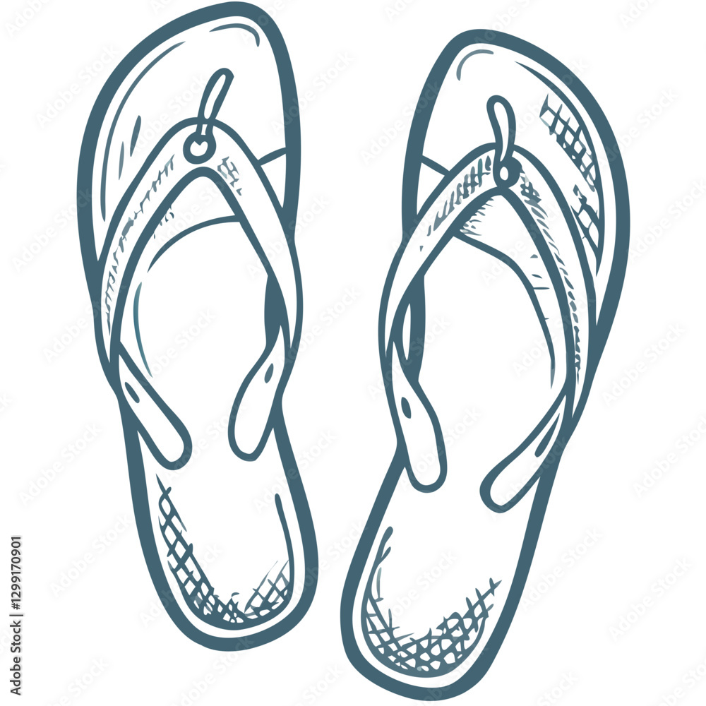 Vector Illustration of Casual Flip Flops for Summer Beach Vacation Design Vector Illustration of Casual Flip Flops for Summer Beach Vacation Design