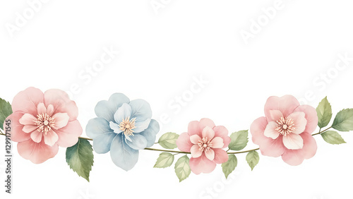 oakleaf hydrangea watercolor banner floral border art photo