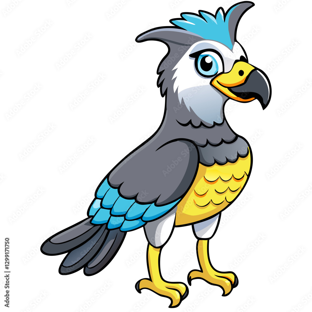 Fototapeta premium Colorful Cartoon Harpy Eagle Vector Illustration for Educational and Entertainment Use
