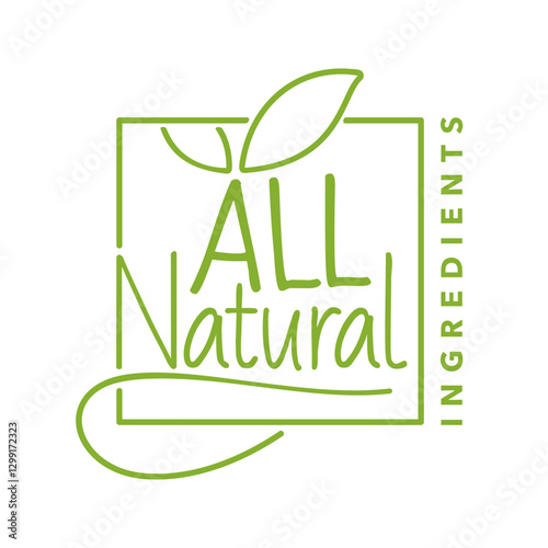 All Natural - decorative label in geometric style