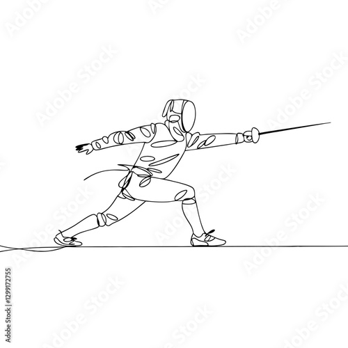 Dynamic Fencing Lunge Vector Illustration of Athlete in Action Pose