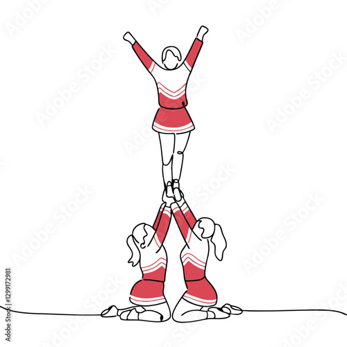 Cheerleading Team Pyramid Vector Art Celebrating Teamwork and Sportsmanship