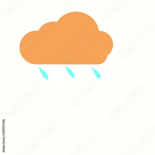 Footage animation of orange clouds with falling rain