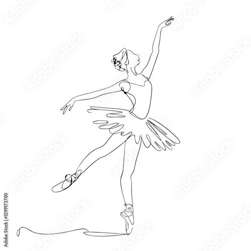 Elegant Ballet Dancer One Line Art Vector Graceful Ballerina Illustration