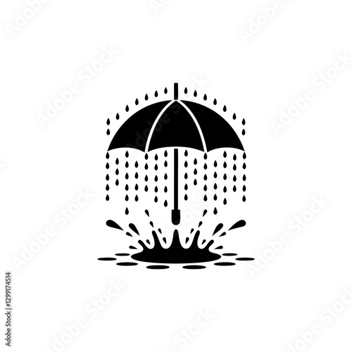 Umbrella Illustrating Rain Protection with Creative Splash Vector Design
