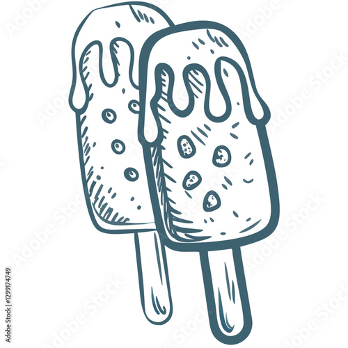 Hand-Drawn Ice Cream Popsicles Vector Illustration Summer Food Art
