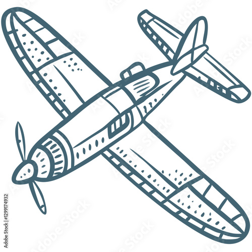 Vintage Fighter Airplane Vector Illustration for Aviation Design Projects