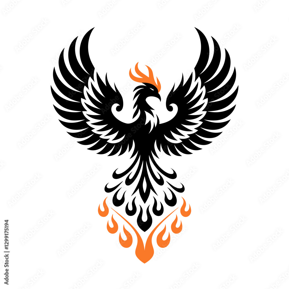 Fototapeta premium Majestic Phoenix Rising from Flames Symbolizing Rebirth and Renewal
