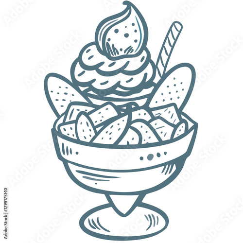 Delicious Ice Cream Sundae with Toppings Vector Illustration for Dessert Lovers