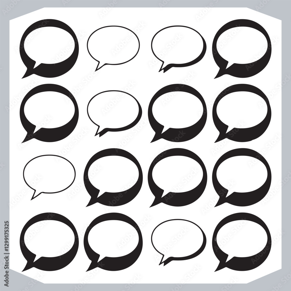 Unique Speech Bubble Doodles Hand Drawn Pack of Outline Shapes