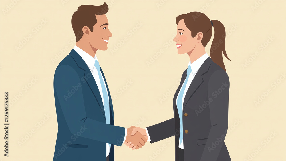 Business owner greets potential employee in a professional handshake situation. Business owner greets potential employee in a professional handshake situation.