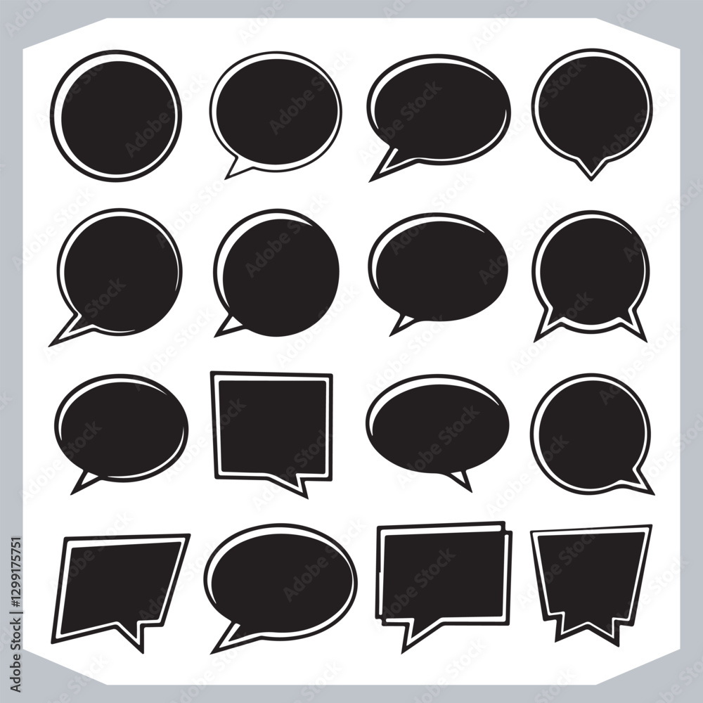 Unique Speech Bubble Doodles Hand Drawn Pack of Outline Shapes