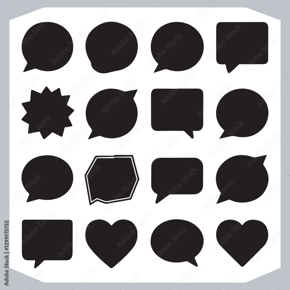 Unique Speech Bubble Doodles Hand Drawn Pack of Outline Shapes
