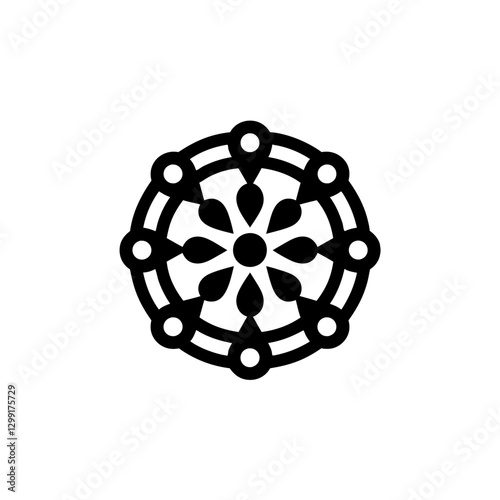 Intricate Circular Mandala Pattern Symmetrical Geometric Design Vector