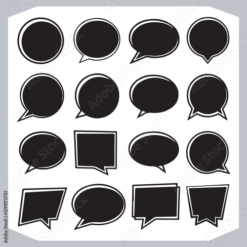Obraz na płótnie Unique Speech Bubble Doodles Hand Drawn Pack of Outline Shapes w salonie
