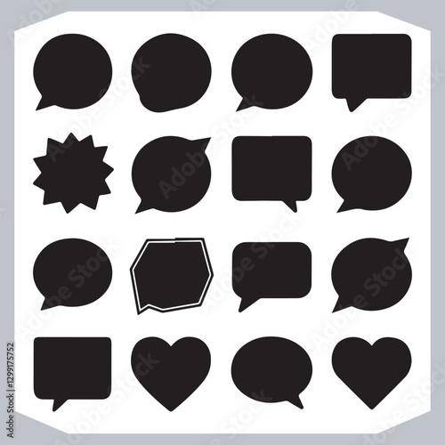 Obraz na płótnie Unique Speech Bubble Doodles Hand Drawn Pack of Outline Shapes w salonie