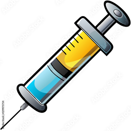 Colorful Vector Illustration of Medical Syringe for Healthcare and Vaccination Themes