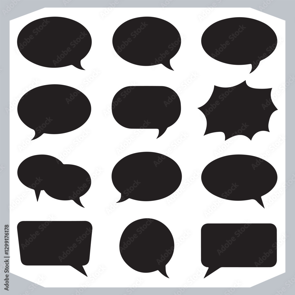 Outline Speech Bubbles in Various Shapes Hand Drawn Doodle Pack