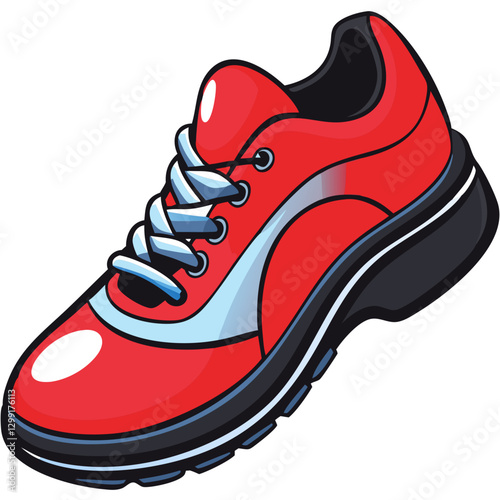 Red Athletic Sneaker Vector Illustration for Sports and Fashion Design Projects