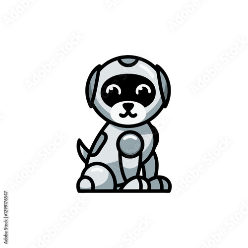Cute Robotic Puppy Vector Illustration for Technology and Pet Design Projects