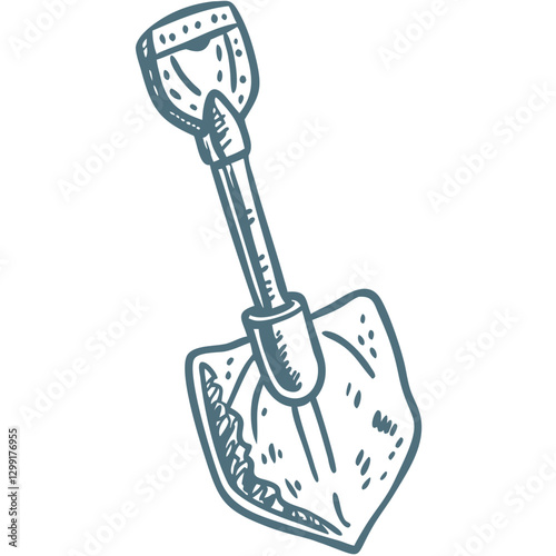Hand Drawn Vector Shovel Illustration for Gardening and Construction Design Projects