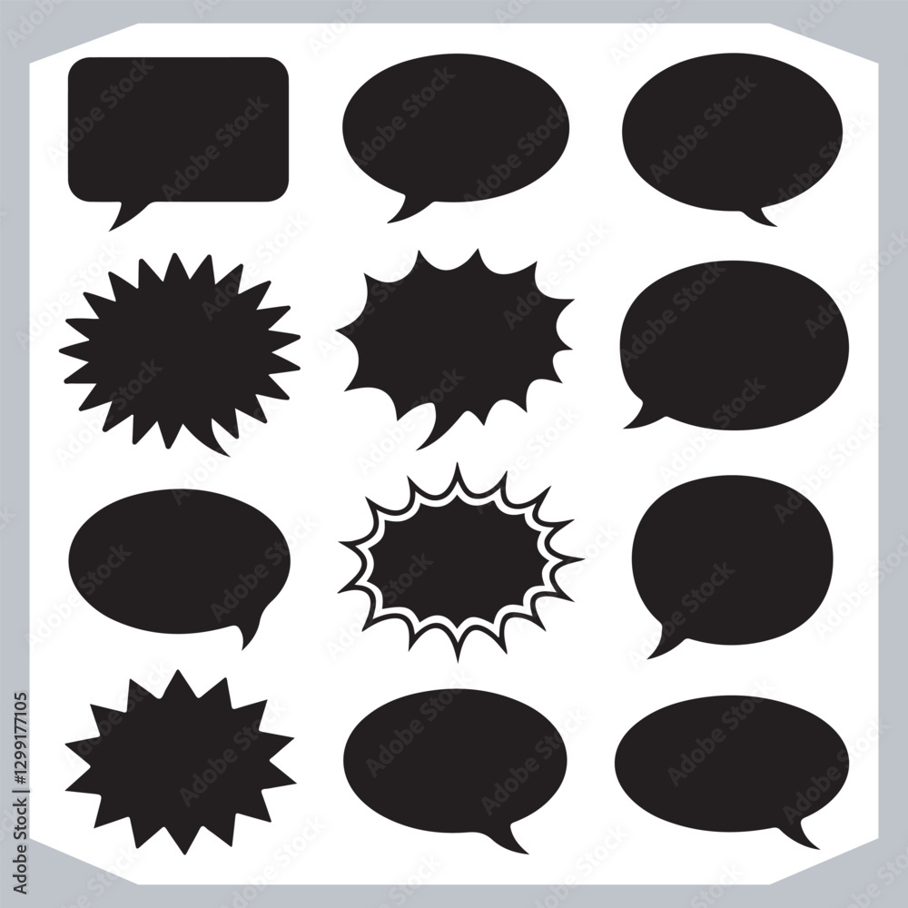 Outline Speech Bubbles in Various Shapes Hand Drawn Doodle Pack