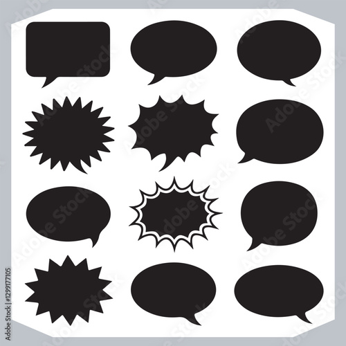 Outline Speech Bubbles in Various Shapes Hand Drawn Doodle Pack