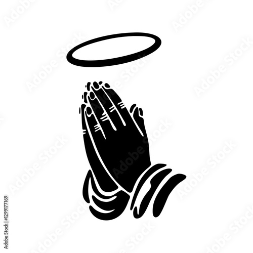 Praying Hands with Halo Vector Religious Symbol of Faith and Spirituality