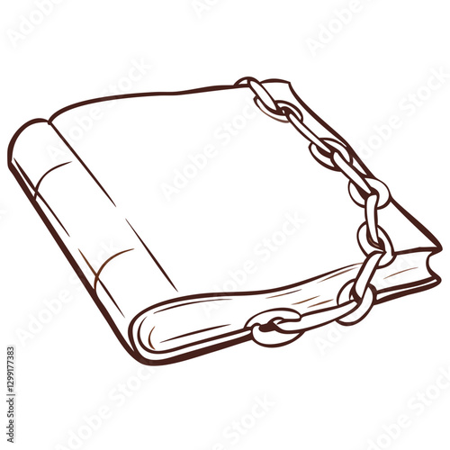 Vector Illustration of Secured Book with Heavy Chains Symbolizing Restricted Knowledge