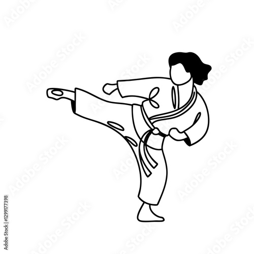 Karate Martial Artist Kicking Vector Illustration for Sports and Self-Defense Concepts