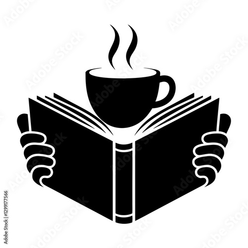 Coffee Cup and Open Book Emblem Symbolizing Relaxation and Learning