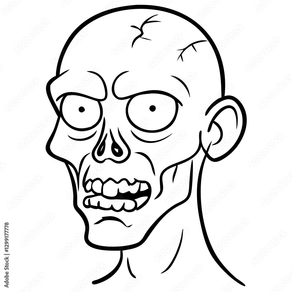 Fototapeta premium Detailed Vector Illustration of Cartoon Zombie Head Expression for Halloween and Horror Themes