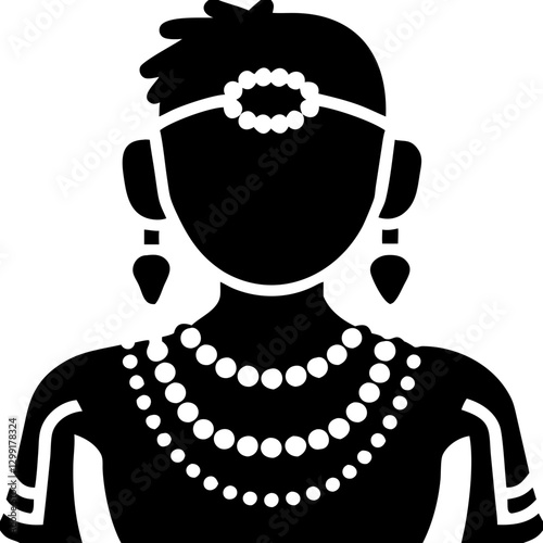 Traditional Jewelry Adorned Silhouette Vector Representation