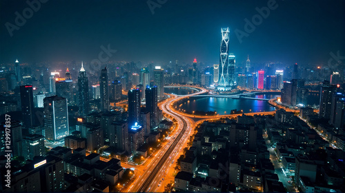 Wallpaper Mural hong kong city at night Torontodigital.ca