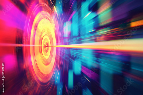 A vibrant target with arrows hitting the bullseye, symbolizing precision and success, set against a blurred background, perfect for motivational and advertising use