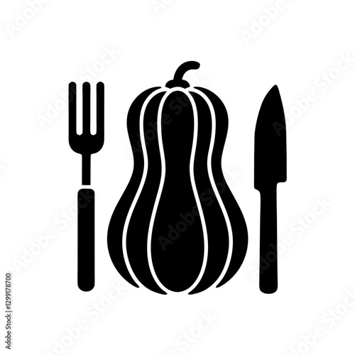 Silhouette Vector of Squash Fork Knife Dining Concept