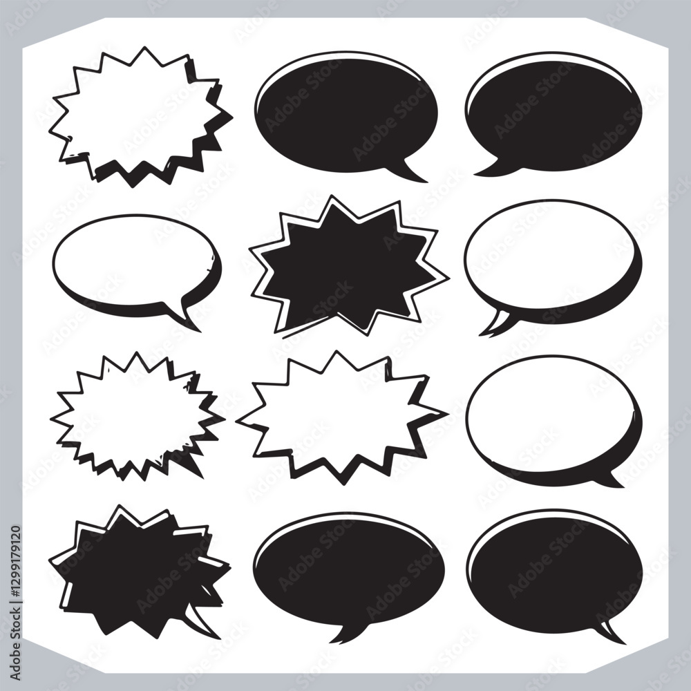 Hand Drawn Speech Bubble Collection Creative Outline Doodle Pack