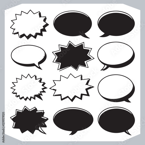 Obraz na płótnie Hand Drawn Speech Bubble Collection Creative Outline Doodle Pack w salonie