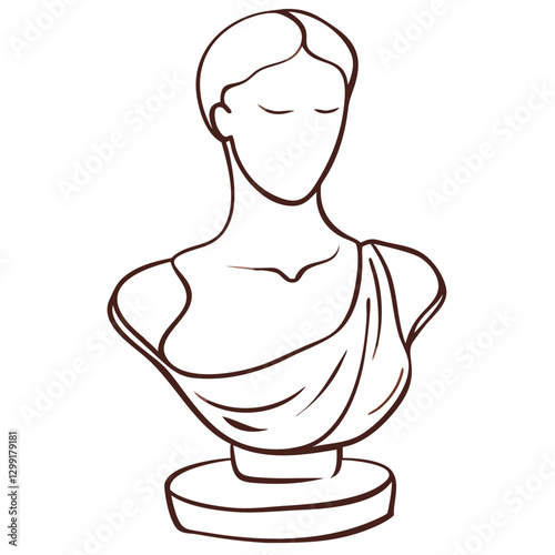 Elegant Classical Greek Statue Line Art Vector for Artistic and Decorative Use